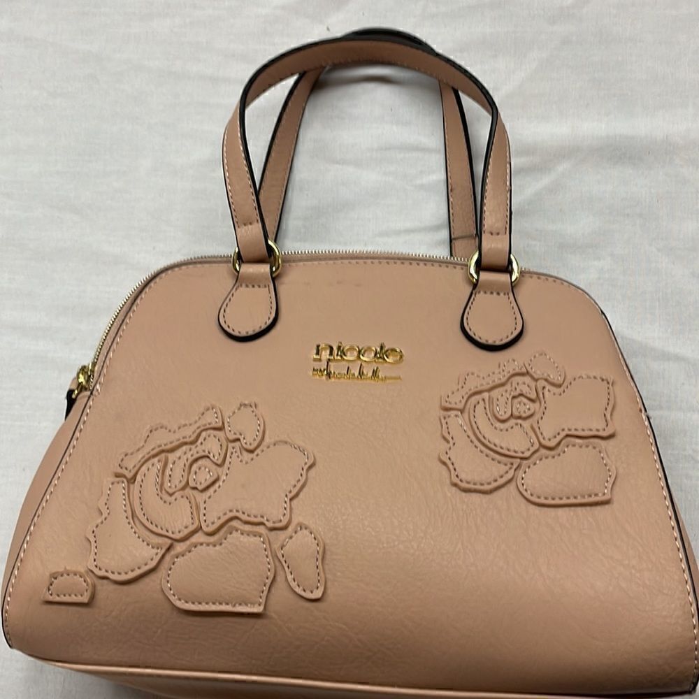 Nicole Miller Handbag Tote Embossed Floral Pattern - Picture 2 of 12